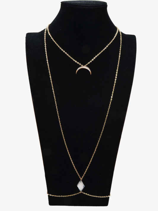 Glamorous Sexy Bikini Beach Body Chain Moon Chest Harness Belly Waist Jewellery-0