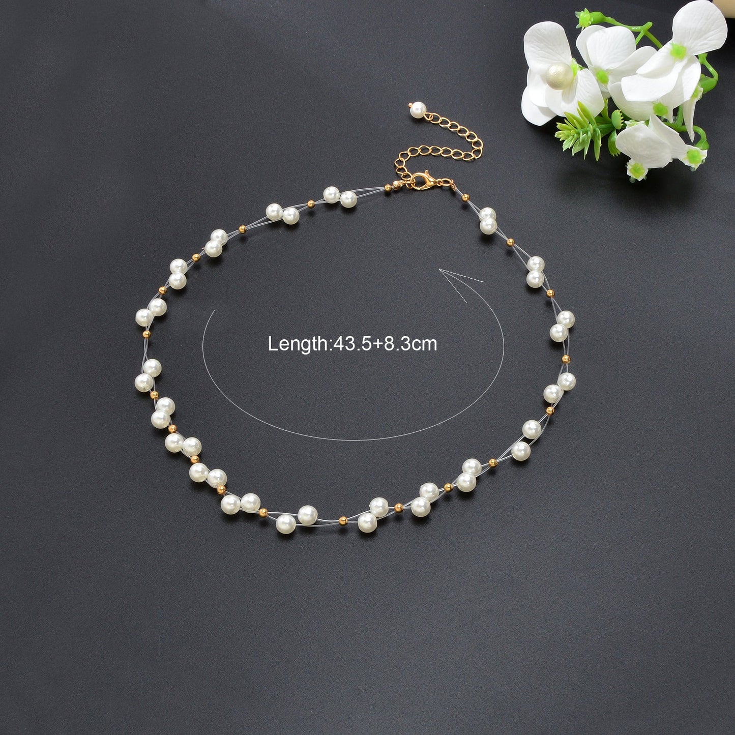 Romantic White Imitation Pearl Beaded Collar Necklace Party Festival Gift Jewelry-4