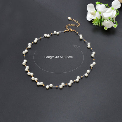 Romantic White Imitation Pearl Beaded Collar Necklace Party Festival Gift Jewelry-4