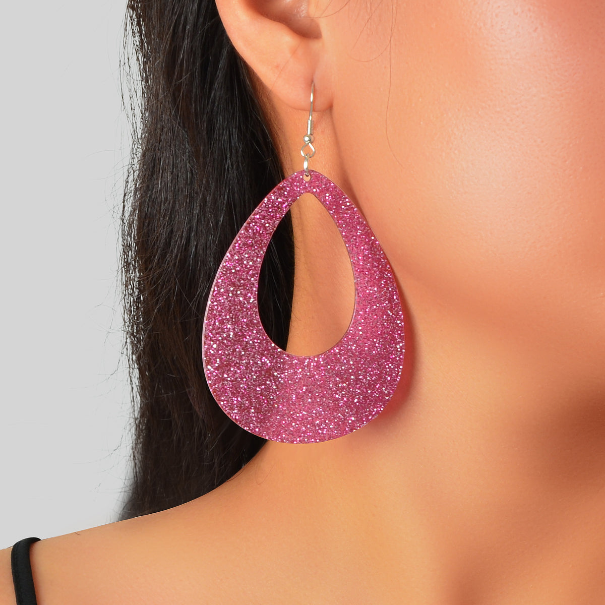 Stylish Shining Acrylic Large Water Drop Earrings Girls Sparkling Party Jewelry-0