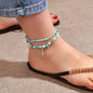 AU Stock Ethnic Foot Beach Turquoise Starfish Double layer Anklet Bracelet Gift-0