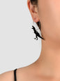 Hip Hop Punk Goth Style Black Acrylic Dinosaur Statement Hoop Big Women Earrings-0
