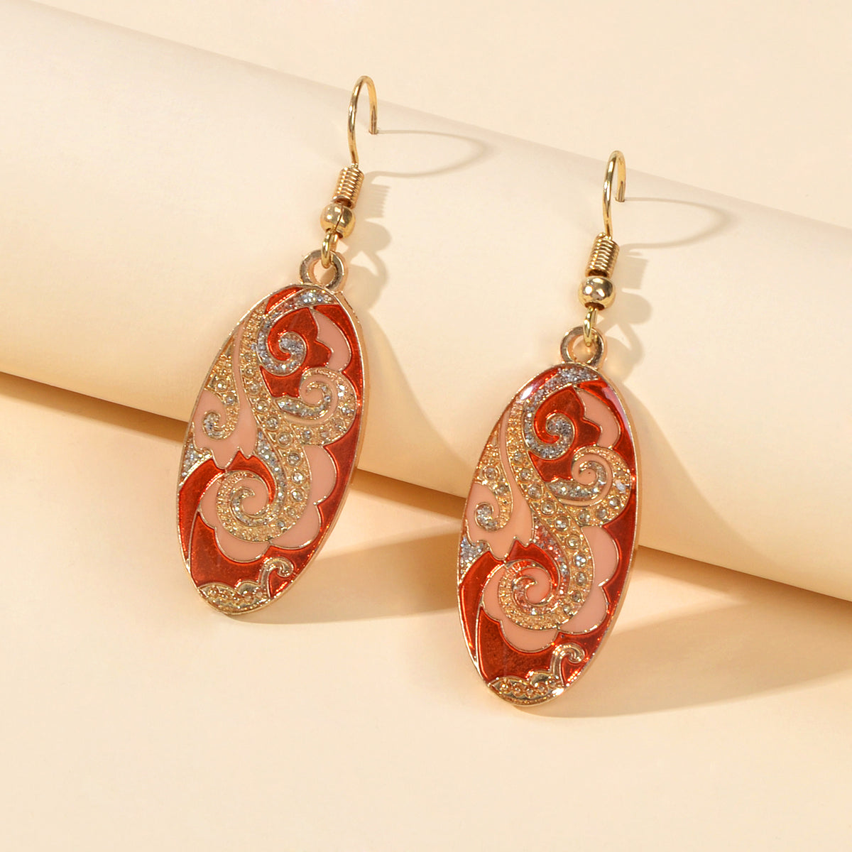 Traditional Indian Ethnic Jewellery Rhinestone Oval Dangle Bohemian Earrings-0