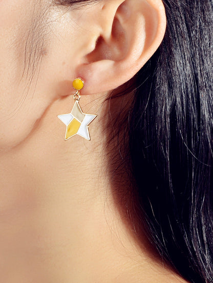 Female Jewellery Multi-colored Enamel Star Dangle Earrings Women Teen Girls Gift-0