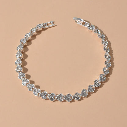 Feelontop Heart Jewellery Silver Chain Cubic Zirconia Tennis Collection Bracelet-0
