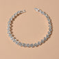 Feelontop Heart Jewellery Silver Chain Cubic Zirconia Tennis Collection Bracelet-0