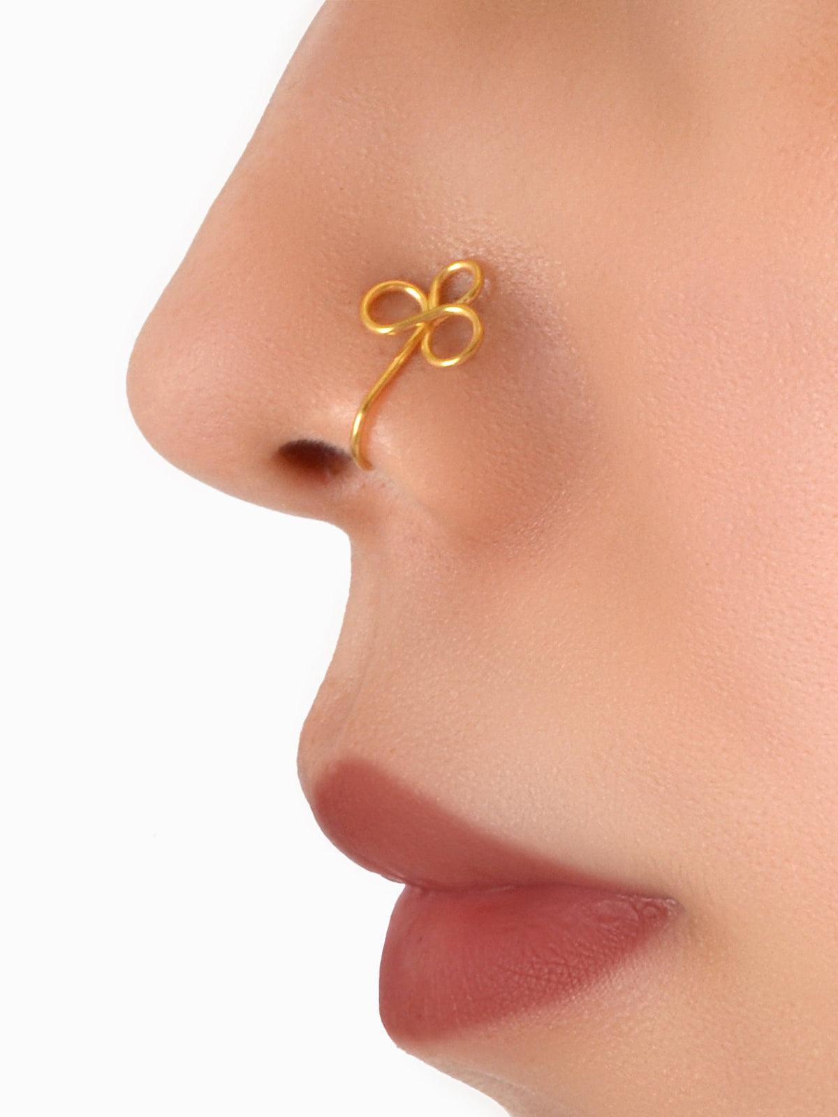 1pc Faux Lip Ear Nose Stainless Steel Flower Non Piercing Clip On Nose Hoop Ring-0
