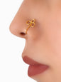 1pc Faux Lip Ear Nose Stainless Steel Flower Non Piercing Clip On Nose Hoop Ring-0