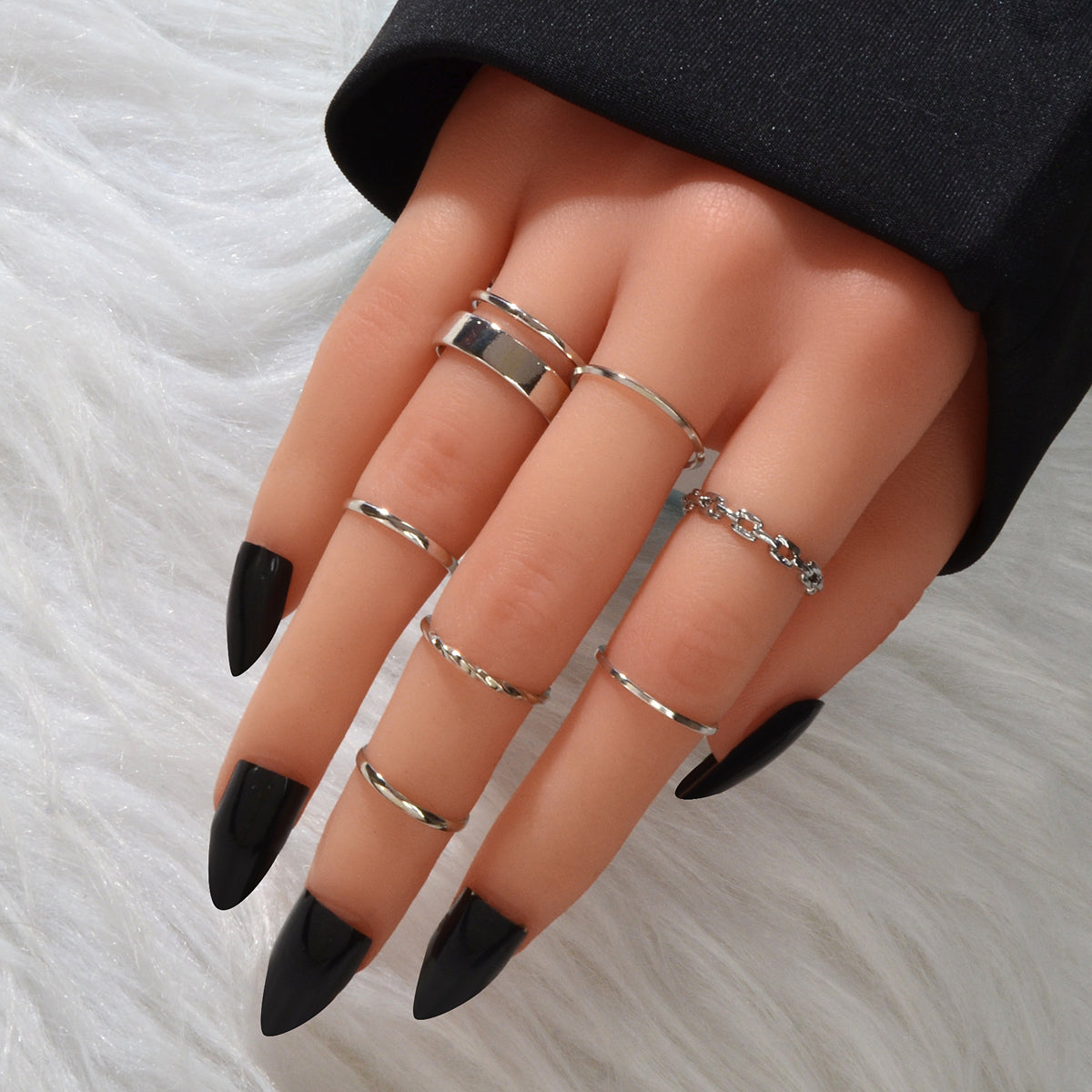 7 pcs Knuckle Stackable Joint Finger Boho Vintage Midi Rings Set Size Mixed Gift-0