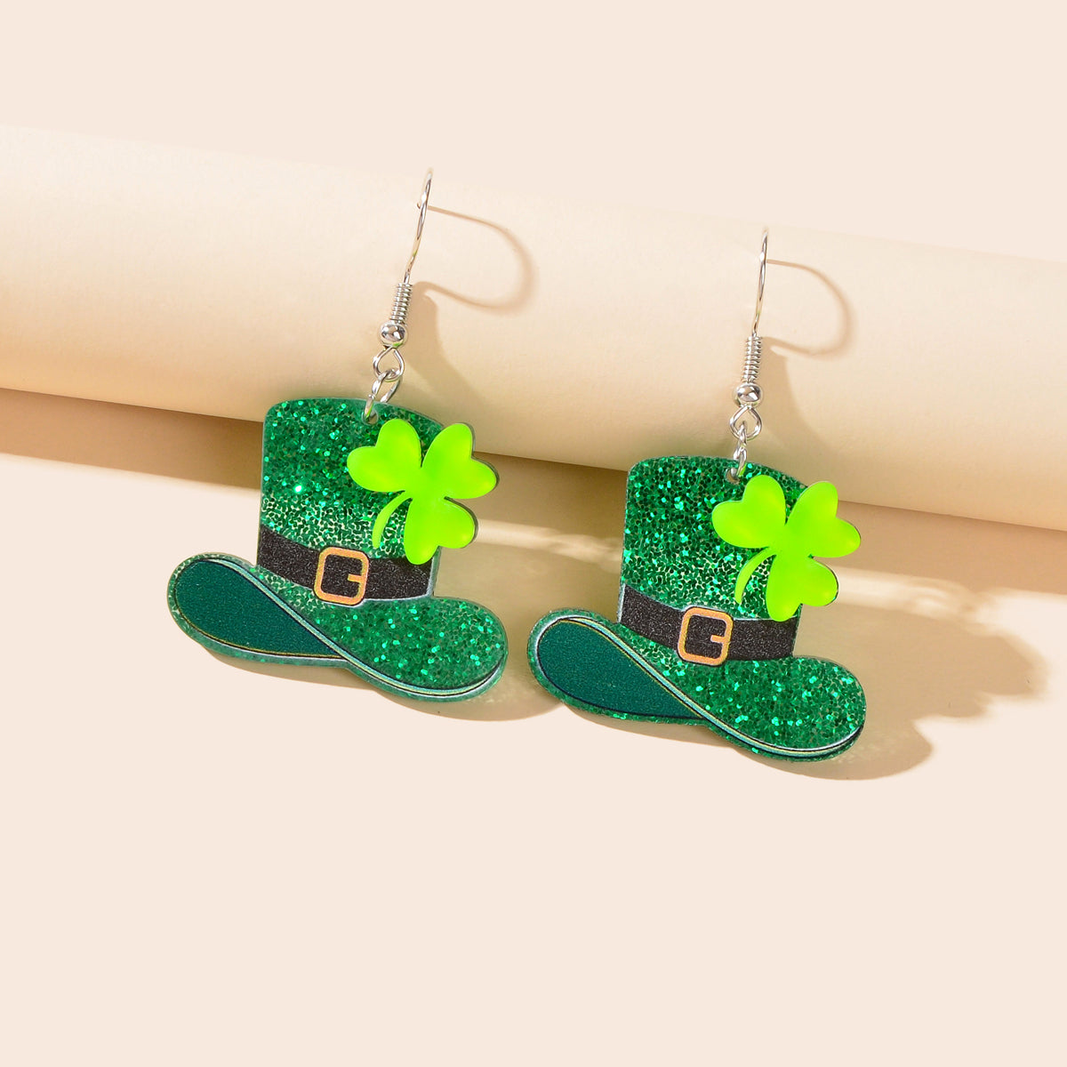 Acrylic Green Clover Hat Pendant Earrings St. Patrick's Day Festival Jewellery-0