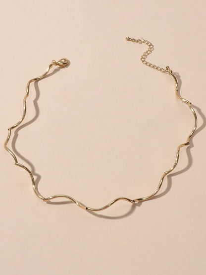Female Jewellery Gold Silver Short Collar Necklace Women Choker Accessories Gift-0