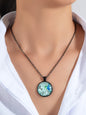 Vintage Retro Jewelry Black Chain Bird Pattern Round Charm Necklace Accessories-0
