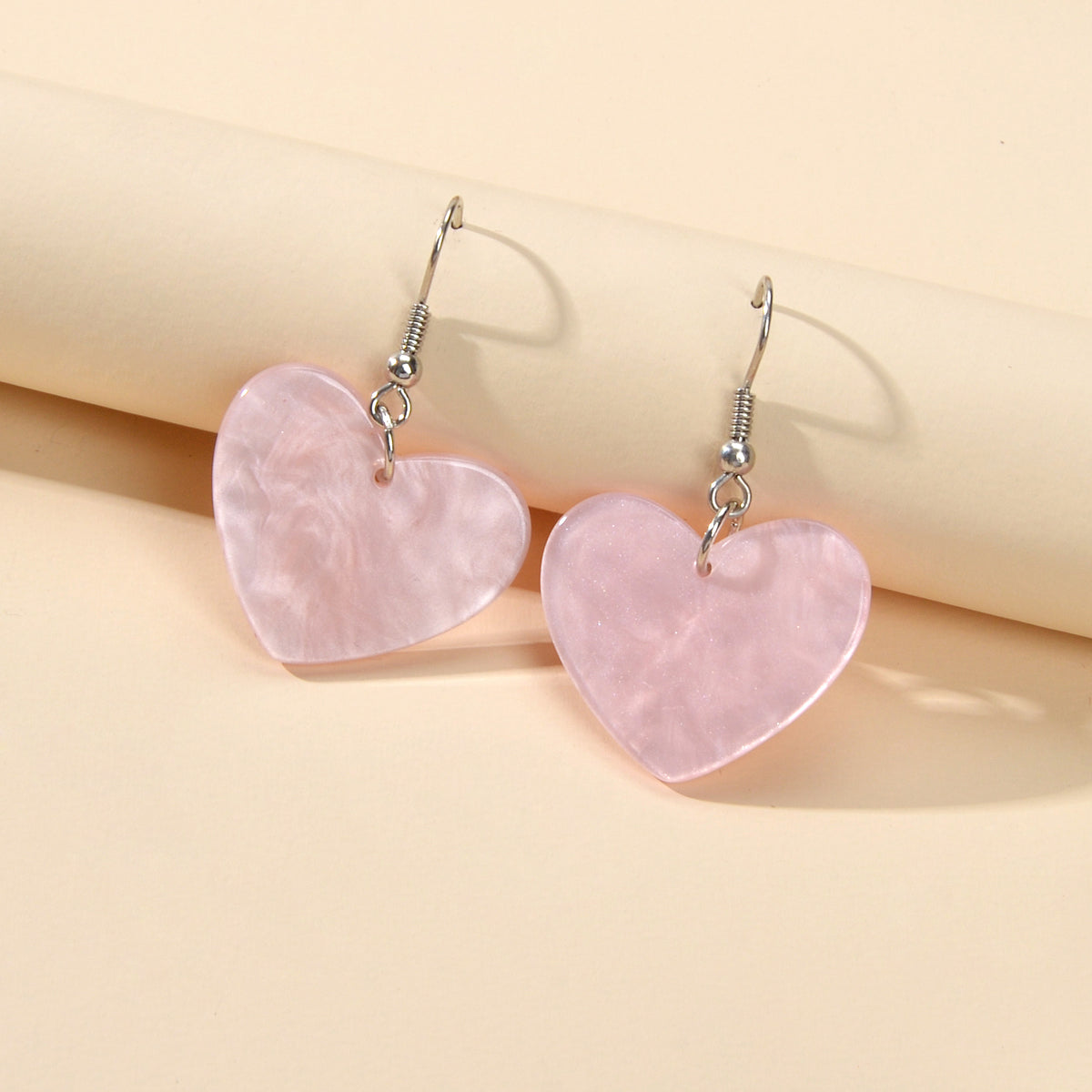 Valentine's Day Women Girl Gift Pink Heart Korean Acrylic Drop Trendy Earrings-0