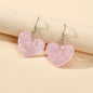 Valentine's Day Women Girl Gift Pink Heart Korean Acrylic Drop Trendy Earrings-0