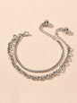 Hiphop Jewellery 2 pcs Silver Chain Bracelet Rock Style Trendy Women Accessories-0