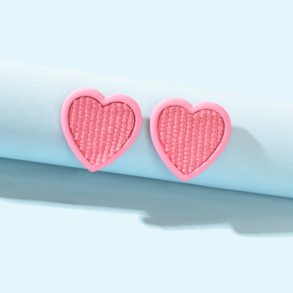 Pink Sweet Heart Stud Girls Love Earrings Women Birthday Dainty Gift Accessories-0