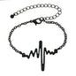 Minimalist Jewellery Gold Silver Black Metal Heartbeat Charm Bracelet for Women-5