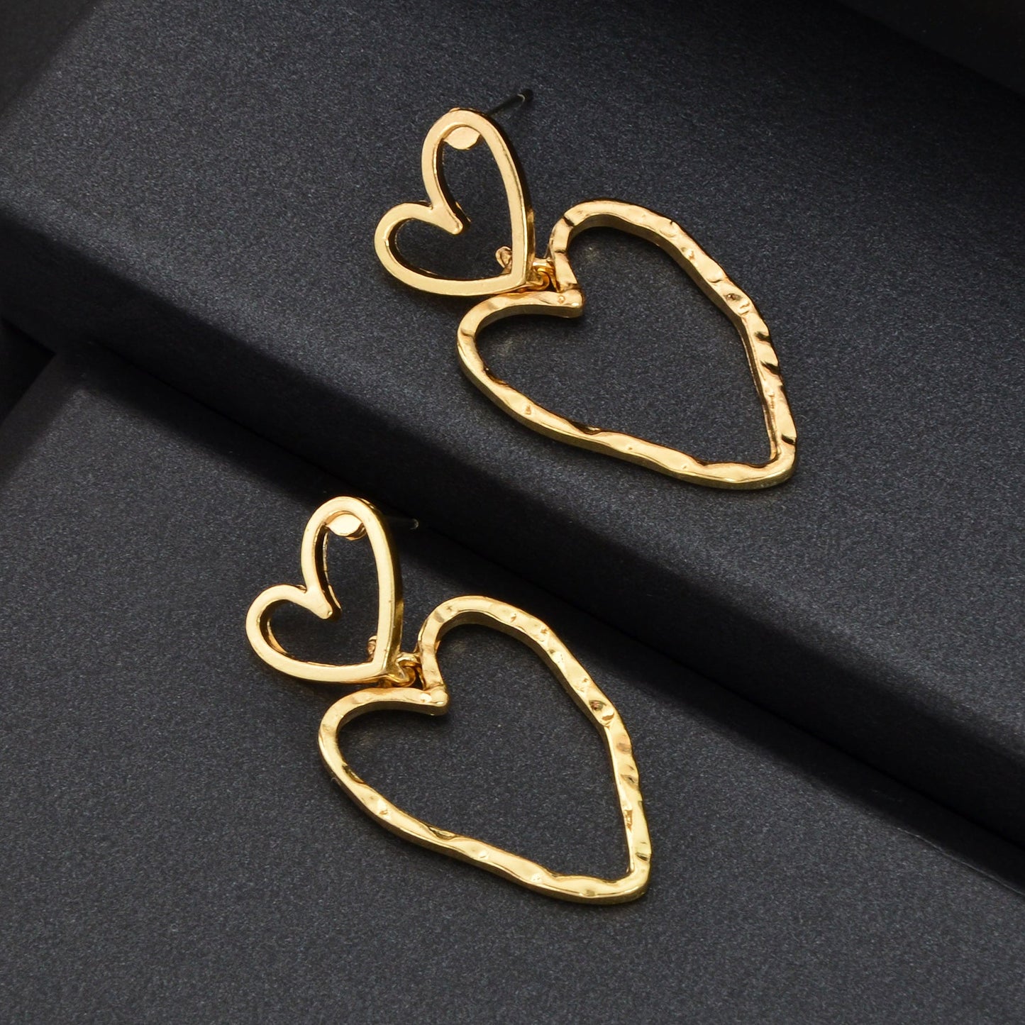 Stylish Golden Hollow Heart Dangle Earrings Women Dating Party Daily Jewelry-3