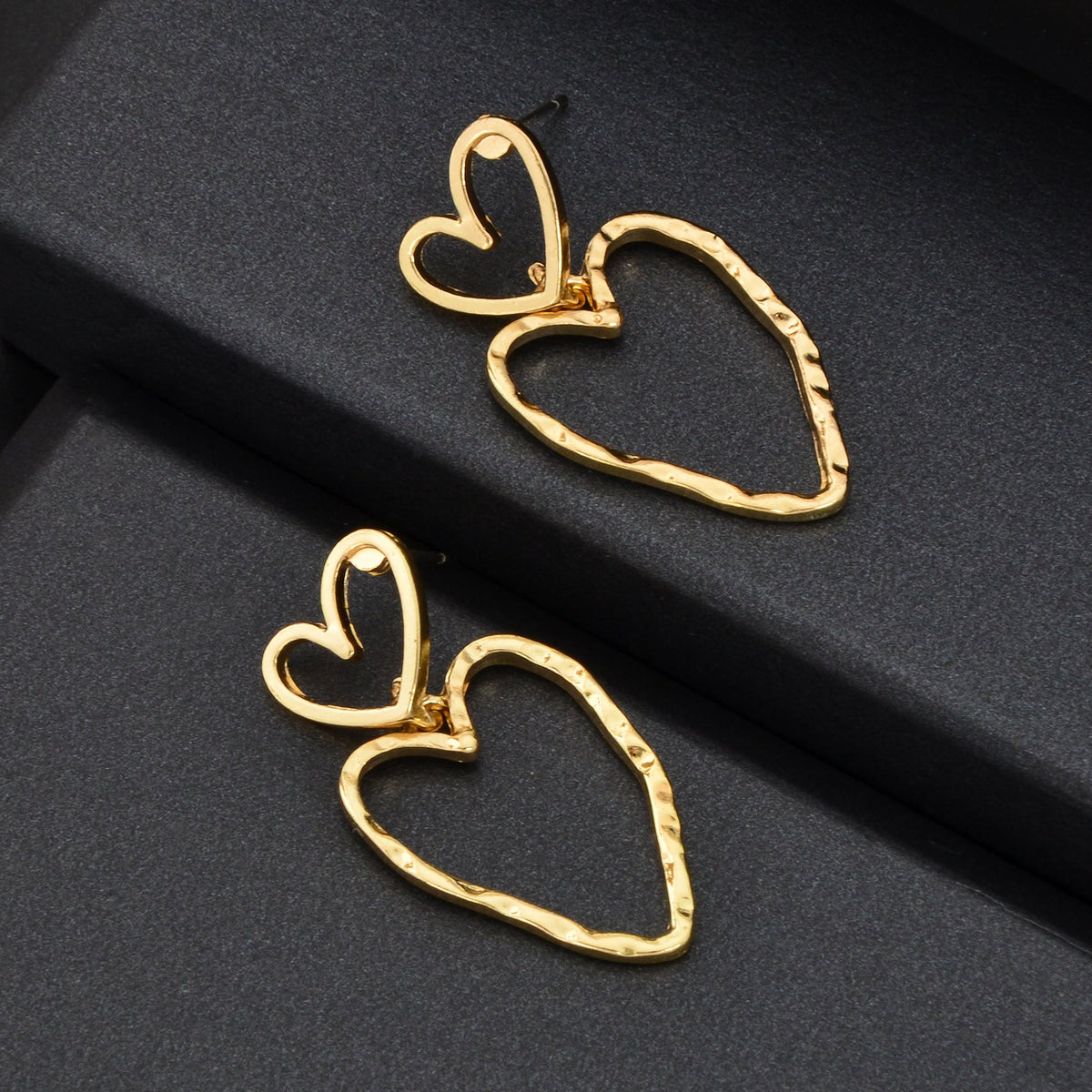 Stylish Golden Hollow Heart Dangle Earrings Women Dating Party Daily Jewelry-3