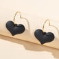 Perfect Red Black Heart Charm Dangle Hoop Pierced Hypoallergenic Women Earrings-0