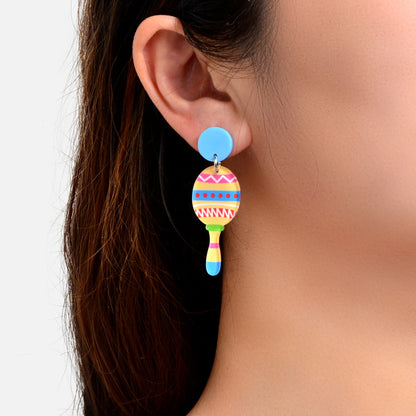 Y2k Style Sweet Colorful Geometric Pattern Acrylic Funny Bowling Dangle Earrings-0
