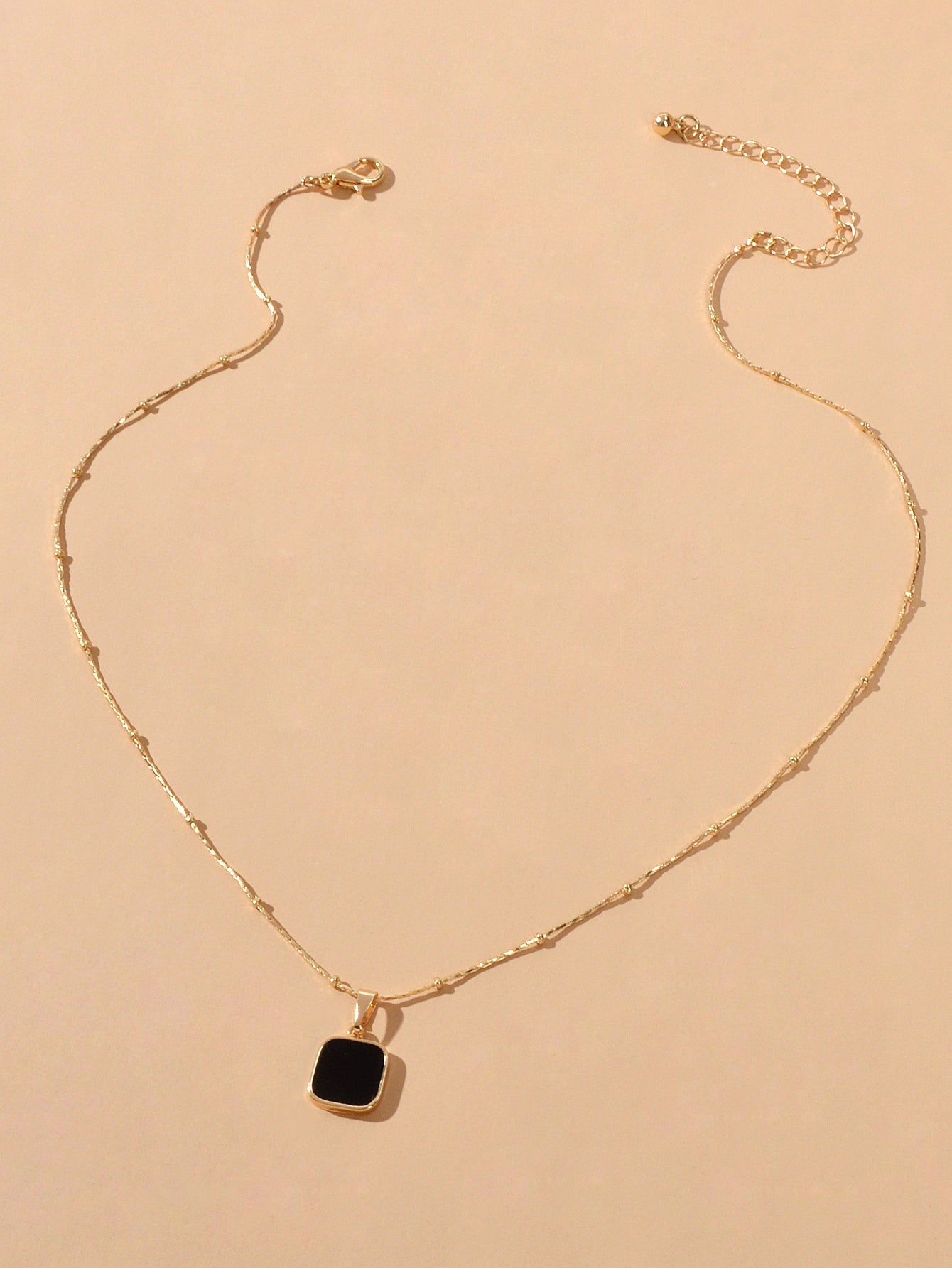 AU Stock Gold Chain Black Enamel Square Charm Necklace Women Fashion Accessories-1