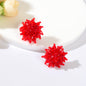 Handmade Red Glass Seed Beads Braided Flower Stud Earrings Ideal Holiday Jewerly-0