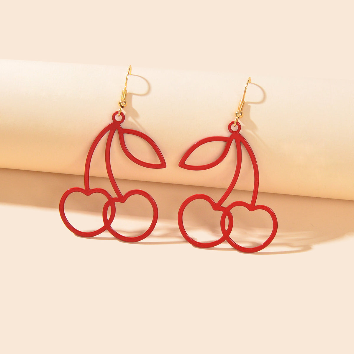 Lovely Red Hollow Out Large Cherry Dangle Earrings Dainty Gifts Fruit Jewellery-0