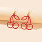 Lovely Red Hollow Out Large Cherry Dangle Earrings Dainty Gifts Fruit Jewellery-0