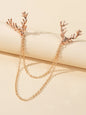 Christmas Reindeer Pin Badge with Chain Brooch Buckle Collar Deer Head Lapel Pin-0