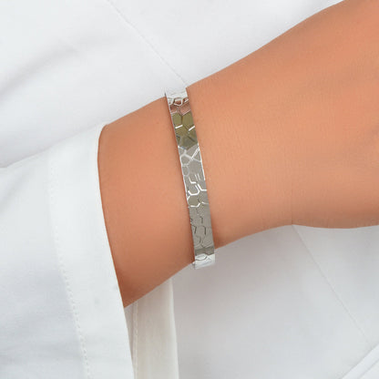 Customize Geometric Pattern Open Cuff Thin Bracelet Bangle Wrist Jewellery Gift-0