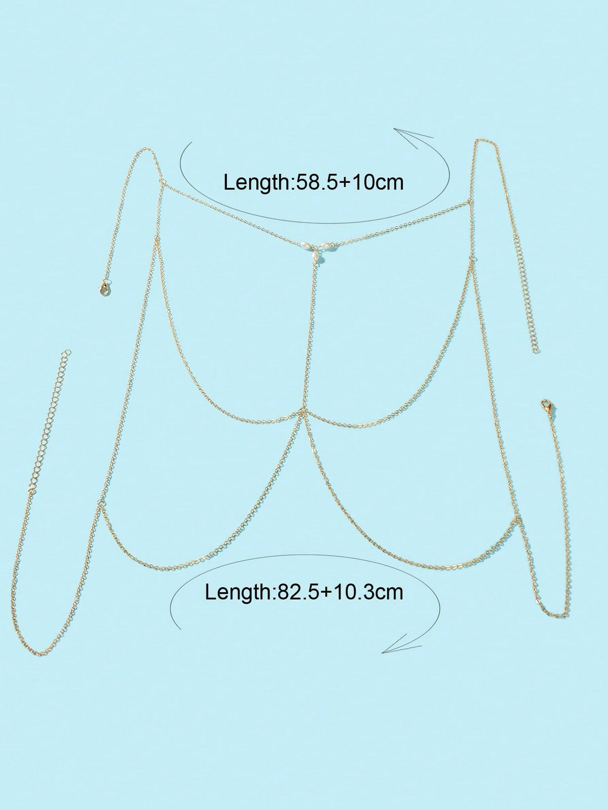 Gold Chain Pearl Accent Waist Body Chain Elegant Fashion Accessory-1