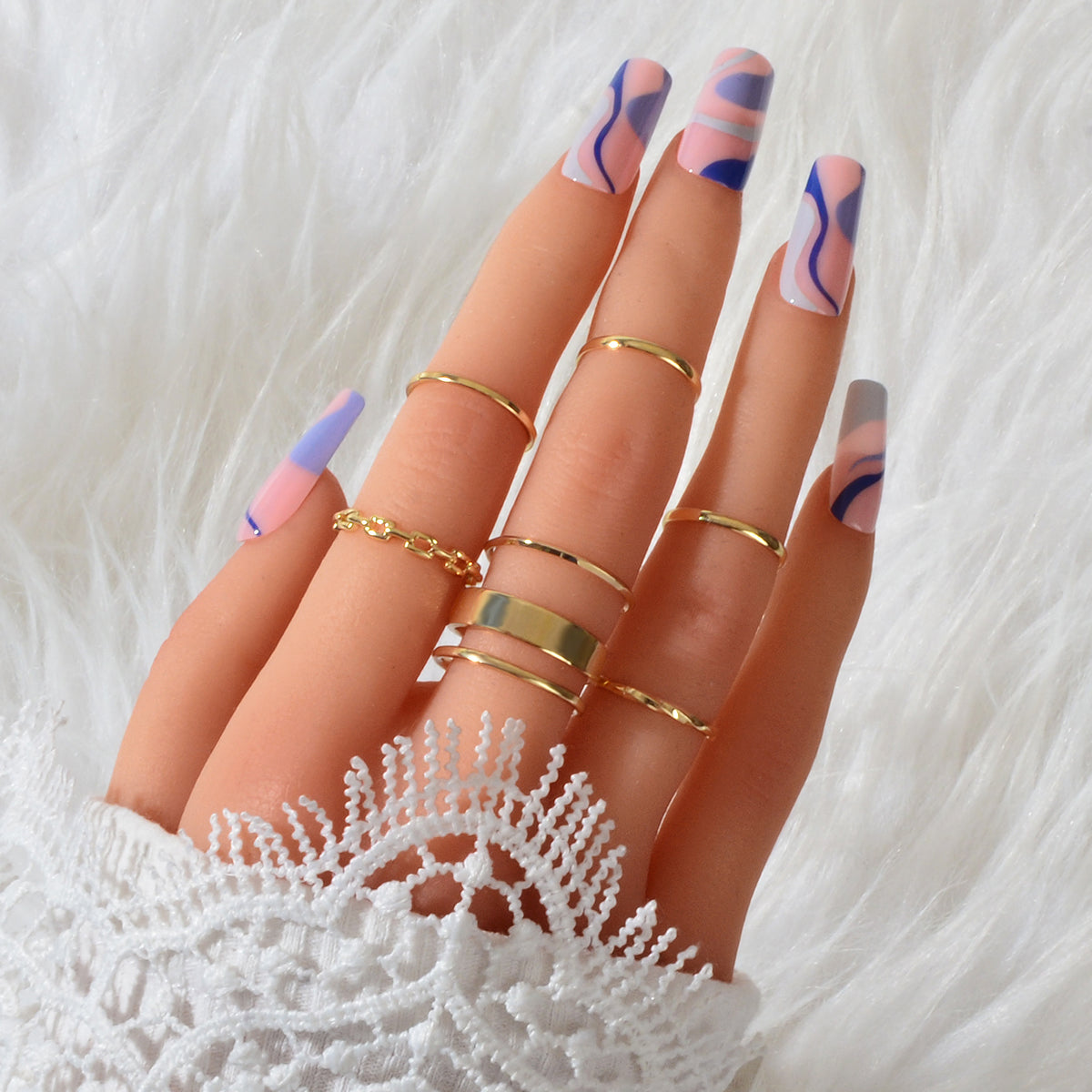 7 pcs Knuckle Stackable Joint Finger Boho Vintage Midi Rings Set Size Mixed Gift-3