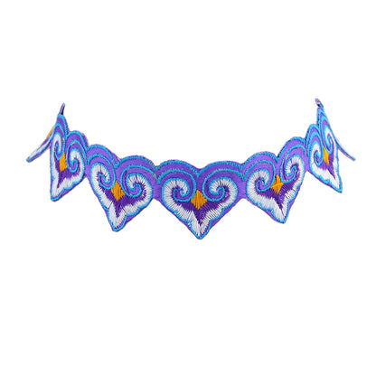 Traditional Jewelry Style Colorful Embroidery Heart Tattoo Choker Women Necklace-3