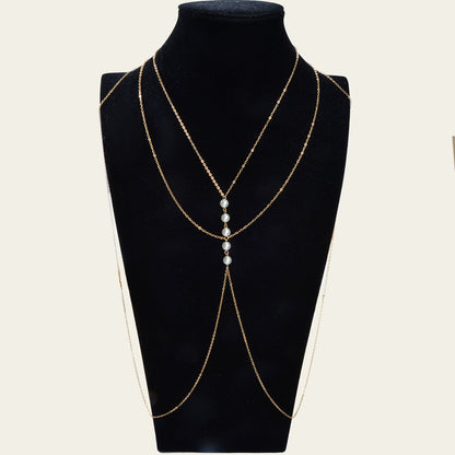 Gold Silver Body Chain with Layered Bra Chains Bikini Nightclub Body Jewellery-4