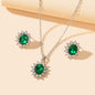 Anniversary Wedding Jewelry Blue Simulated Gemstone Charm Necklace Stud Earrings-3