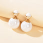 Elegant Jewellery White Beaded Double Ball Ear Jacket Front Back Stud Earrings-0