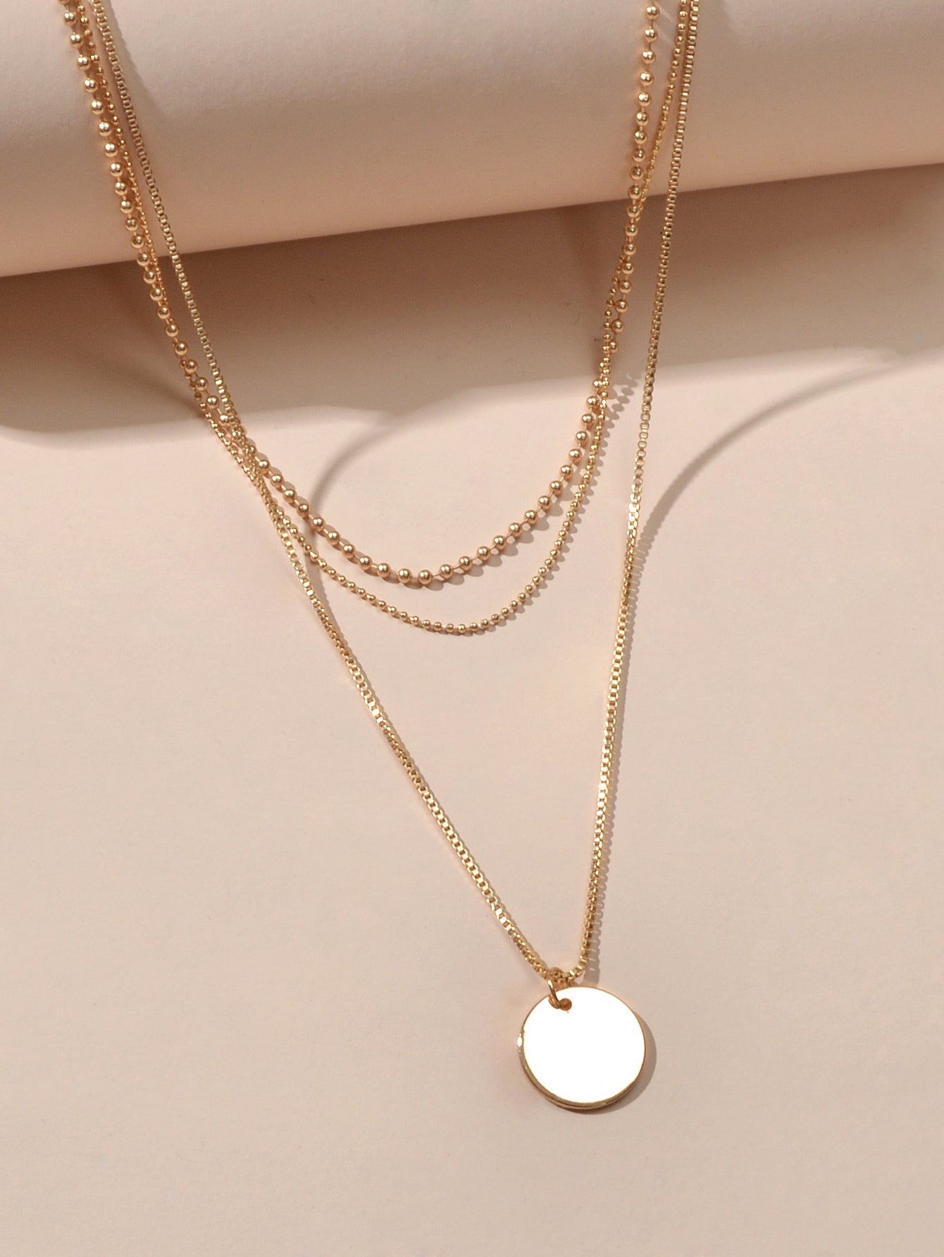 Round Coin Disc Charm Multilayer Necklace Gold Clavicle Chain Collar Trendy Gift-3