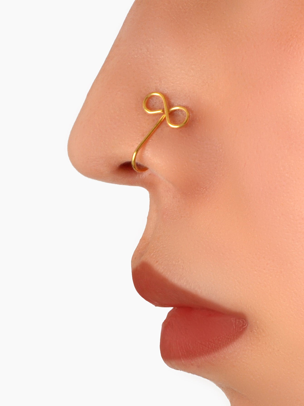 1 pc Faux Lip Ear Nose Gold Infinity Teens Non Piercing Clip On Nose Hoop Rings-0