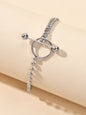 Minimalist Punk Popcorn Chain Multiple Silver Chain Lock Circle Bracelets Women-0