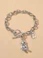 Designer Silver Bear Charm Dainty Cuban Chunky Link Paperclip Chain Bracelets-0