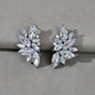 Female Luxurious Jewelry Sparkly Crystal Flower Stud Bridal Engagement Earrings-6
