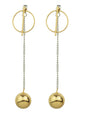 Long Silver Chain Gold Circle Ball Charm Earrings Ear Jacket Party Decoration-0