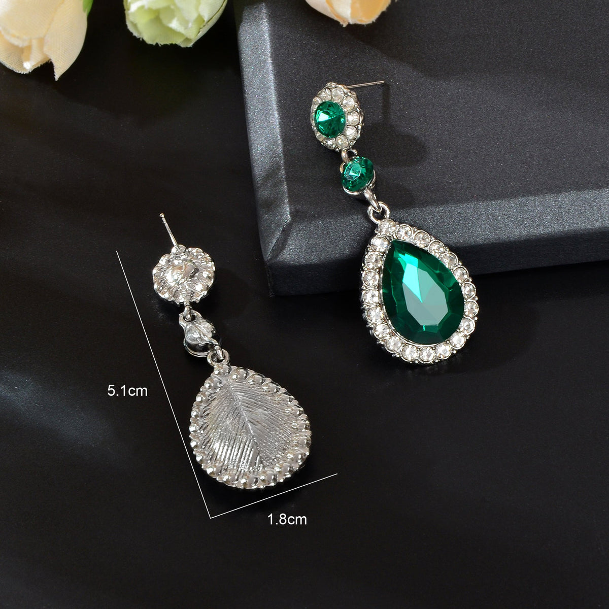 Gorgeous Acrylic Rhinestone Decor Water Drop Dangle Earrings Wedding Party Jewelry-2