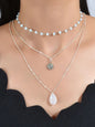 Triple Chain Star Water Drop Beads Necklace Creative Handmade Dainty Jewellery-5
