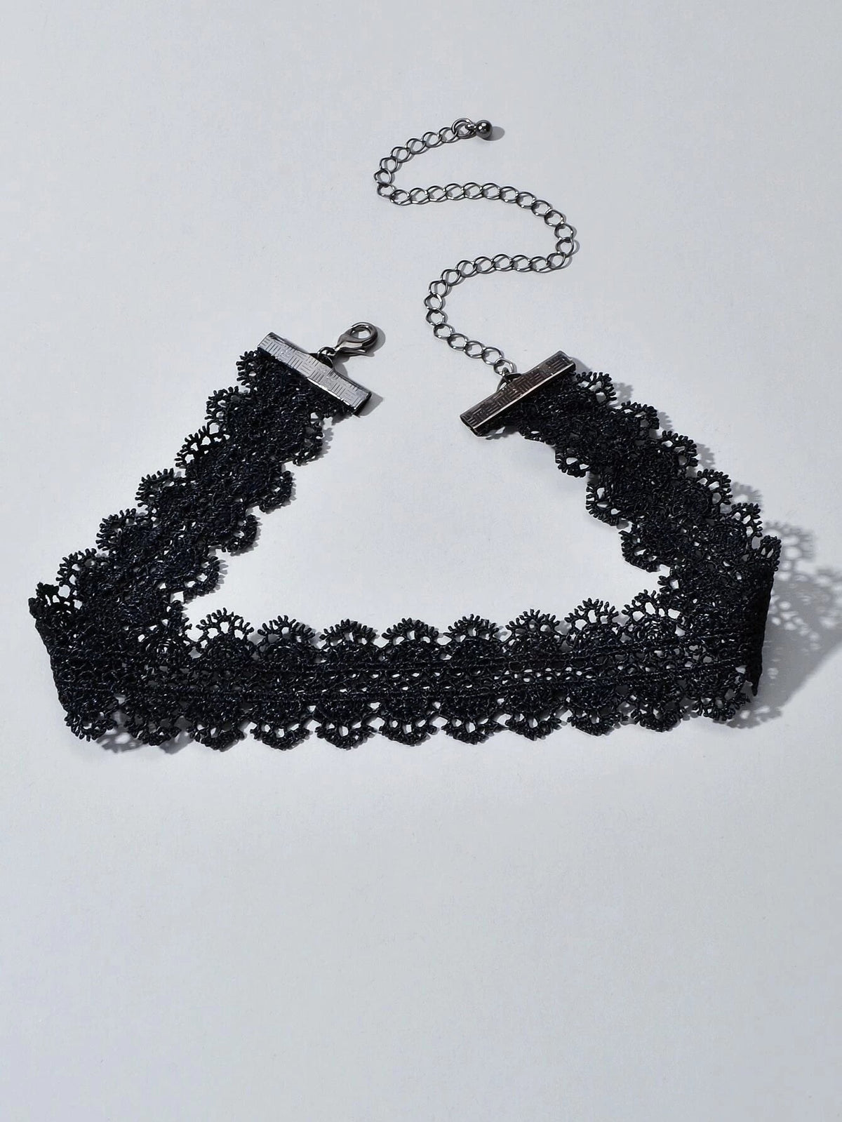 Black Lace Flower Pattern Short Gothic 90s Tattoo Choker Retro Necklace Collar-1