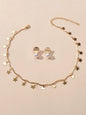 Perfect Wedding Engagement Jewellery set Star Charm Necklace Pearl Stud Earrings-0