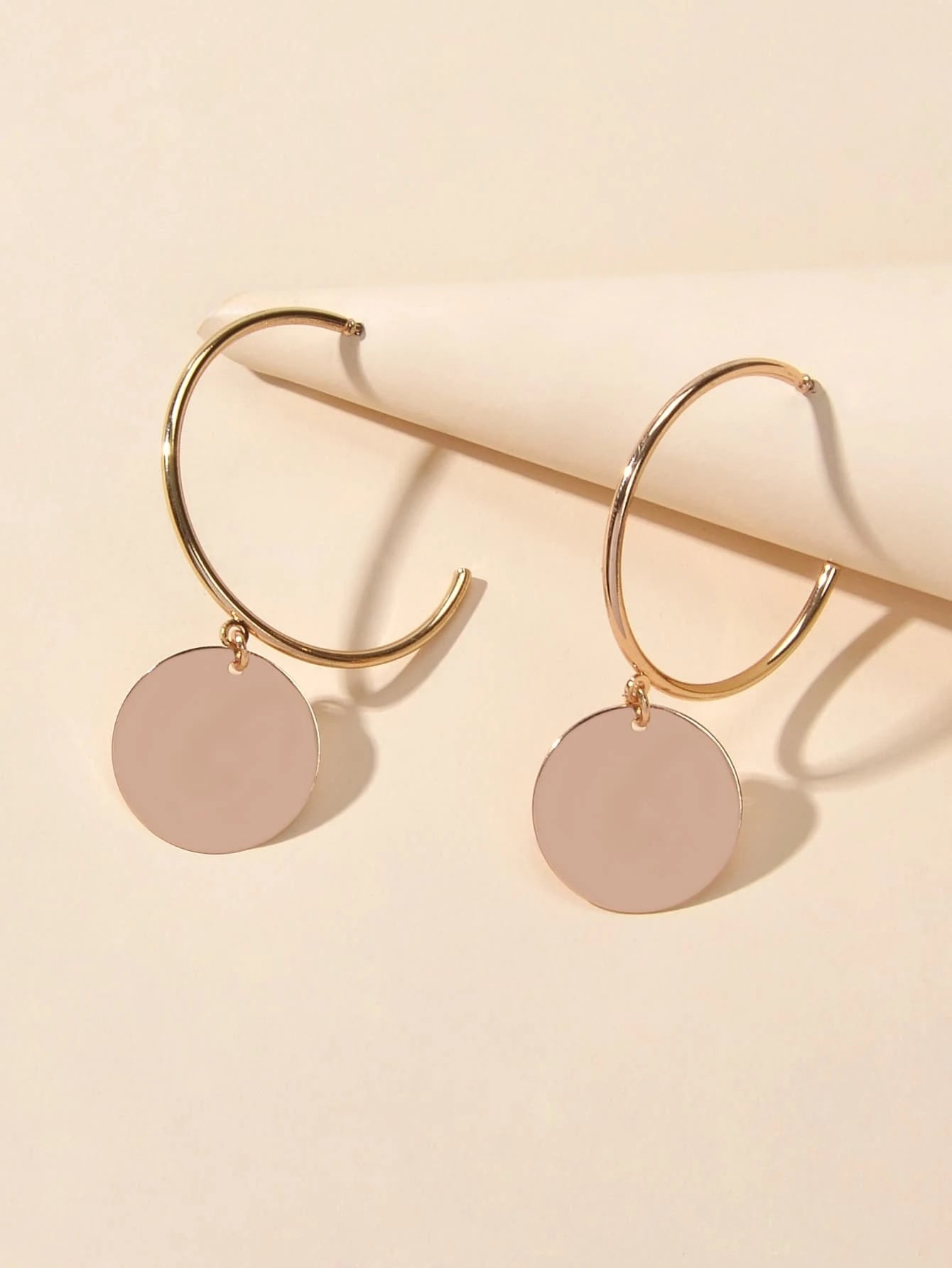 Punk Jewellery Gold Silver Round Disc Geometric Hoop Earrings Women Accessories-4
