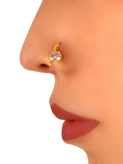 Zircon Gold Nose Ring for Women Cartilage Earring Body Ear Piercing Hoop Ring-0