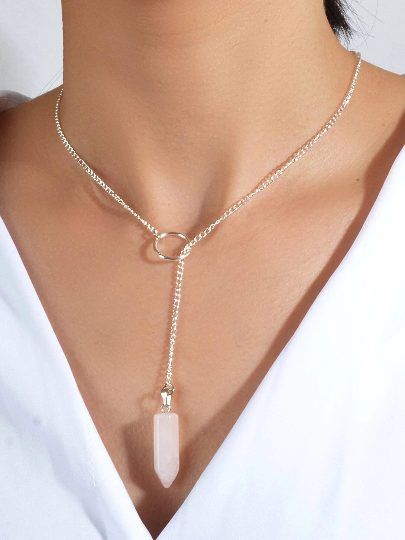 Hexagonal Quartz Point Chakra Pendant Chain Necklace Drop Charm Jewellery Gift-4
